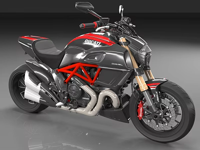 Ducati Black Red Motorcycle With Red Frame Gold Forks And Black Seat Design 3d model
