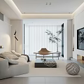 Modern Minimalist Living Room Interior With Light Gray Sofa Coffee Table Floor Lamp And TV Cabinet