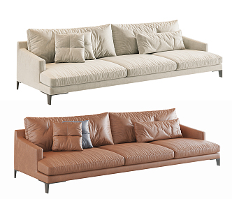 Modern three-seat sofa multiplayer sofa 3d model