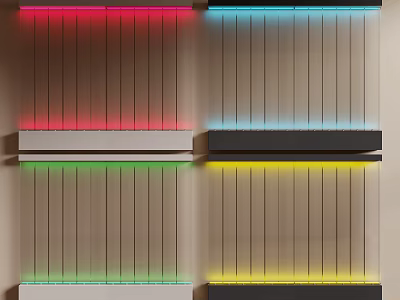 Modern Sleek Partition Interior With Colorful LED Lights And Layered Design 3d model