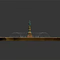 Petal Shaped Garden Ornament Fountain With Blue Water And Central Statue