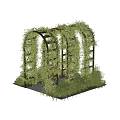 Garden Archway Covered With Lush Green Vines And Wooden Frame For Outdoor Decoration
