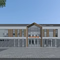 Modern Traditional Post Station Exterior With Gray Roof Stone Walls Large Windows And Wooden Accents