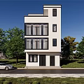 Modern Detached Villa Exterior With White Facade Black Windows And Green Trees