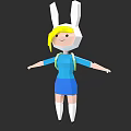 Game Movie Character With Blonde Hair White Rabbit Ears Blue Outfit Smiling And Outstretched Arms