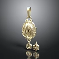 Ornate Gold Pendant With Intricate Floral Pattern Star Charm And Gemstone