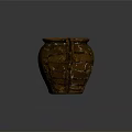 Handmade Traditional Clay Pot with Crackled Texture and Curved Handle on Dark Reflective Surface