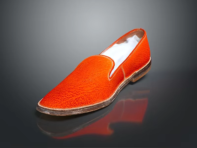 Orange Leather Loafers Shoes With Classic Design Comfortable Fit And Stylish Look 3d model