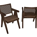 Modern Dining Chairs With Wooden Frame Rattan Backrest And Upholstered Seat Design