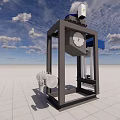 Industrial Equipment With Gray Metal Frame White Circular Component And Blue Structure
