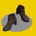 Stylish Brown Ankle Boots with Zipper Design and Block Heel on Round Mirror