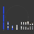 Various Vehicles Including Long Blue Trains Buses Trucks And Cars On