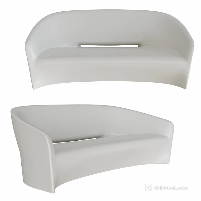 Modern White Curved Sofas Design With Sleek Seats And Smooth Lines 3d model