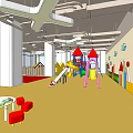Kindergarten Indoor Play Area With Colorful Slide Swing Pencil Decorations And Bear Toy