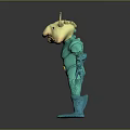 Blue Horned Creature Character Toy Sculpture With Yellow Belt And Textured Body