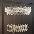 Modern Clear Glass Chandelier With Gold Metal Frame And Hanging Decorative Pieces