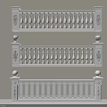 White Ornate Railings with Spherical Finials and Various Classic Architectural Designs