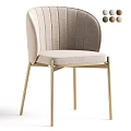 Elegant Modern Single Chair With Beige Fabric Curved Backrest And Gold Metal Legs