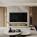 Modern Living Dining Room Interior With White Curved Sofa Blue Armchair And Gold Chandelier