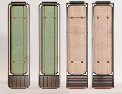 Modern Room Screens With Different Panel Colors Dark Frames And Geometric Patterns 3d model