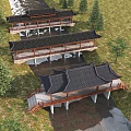 Chinese-style bridge network red bridge 3d 3d model