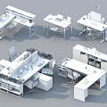Modern Office Desk Designs With Wooden White Finishes Computer Monitors Ergonomic Chairs Green Plants