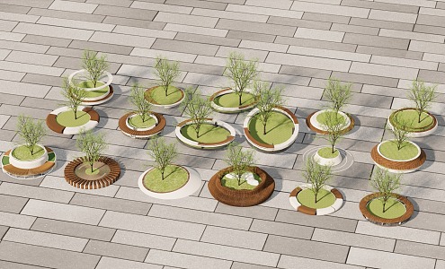 Modern Tree Pool Outdoor Landscape 3d model