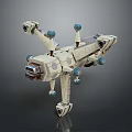 Futuristic Sci-Fi Spaceship With Mechanical Arms Blue Spherical Components And Detailed Structure