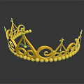 Elegant Golden Crown With Intricate Scroll Patterns Red Accents And Beaded Edge For Fashion Accessories