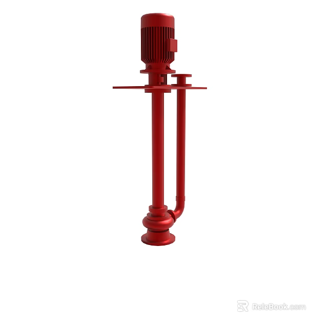 Red Vertical Industrial Pump With Motor And Stable Base Structure 3d model 