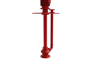 Red Vertical Industrial Pump With Motor And Stable Base Structure 3d model