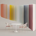 Modern color plate wall partition leisure table and chair combination 3d model