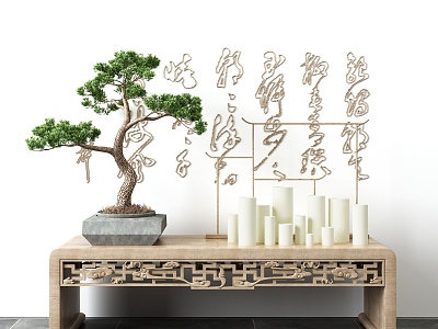 Chinese-style end view table porch case model