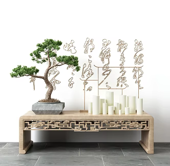 Chinese-style end view table porch case 3d model