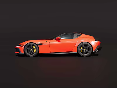 Red Sports Car With Sleek Aerodynamic Design And Black Alloy Wheels 3d model