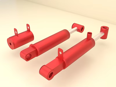 Essential Red Cylindrical Fire Equipment Components With Bracket Connector Parts 3d model