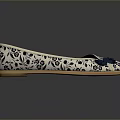 Women's Flat Shoes With Blue And White Floral Pattern And Blue Flower Decoration