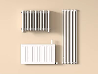 White Wall Mounted Radiators With Various Modern Designs For Home Interior 3d model