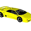 Yellow Sports Car with Streamlined Body Rear Spoiler and Black Wheels Design