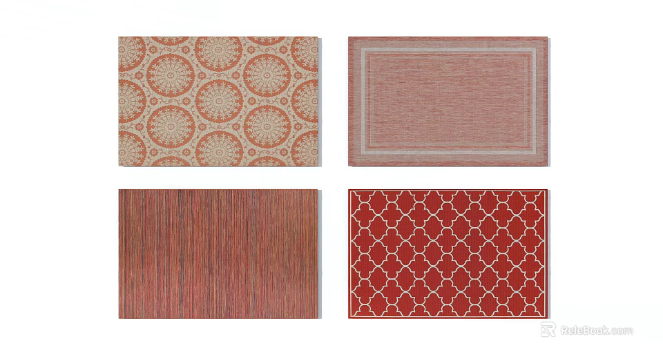 Square Rugs Featuring Diverse Patterns And Colorful Designs For Home Interiors 3d model