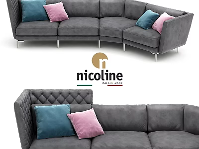 Gray Two Seater Sofa With Blue And Pink Cushions By Nicoline Italia 3d model