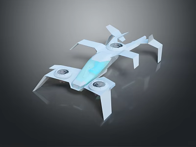 Advanced Modern White Drone With Multiple Propellers And Transparent Components 3d model