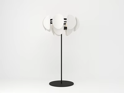 Modern Minimalist Floor Lamp With White Petal Shade And Black Stand Base 3d model