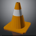 Orange Traffic Cone With White Stripes And Square Base Structure