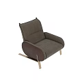 Modern Single Sofa With Fabric Upholstery And Leather Accent On Stylish Metal Legs