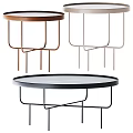 Modern Side Tables With Round Tops And Metal Frames In Different Colors 3d model