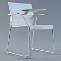 Modern White Office Chair with Metal Frame Armrests and Side Table Design