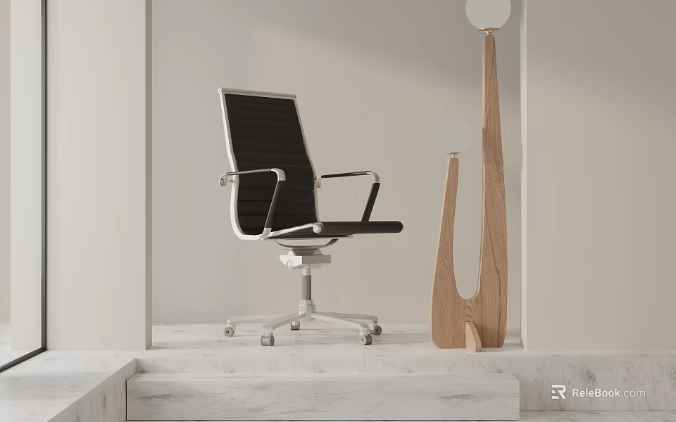 Modern Ergonomic Office Chair With Black Mesh Back And Silver Frame In Minimalist Workspace 3d model 