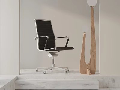 Modern Ergonomic Office Chair With Black Mesh Back And Silver Frame In Minimalist Workspace 3d model