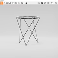 Modern Round Side Table With Glass Top And Geometric Metal Legs Design